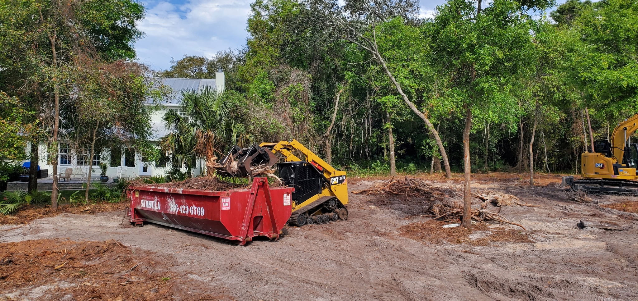 Clearing a heavily wooded timber tract near Palatka, FL