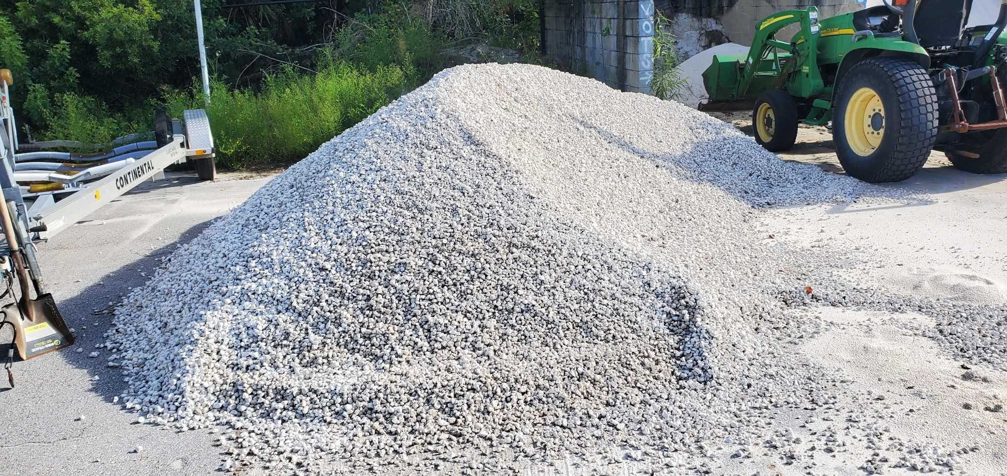 Close-up of crushed shell driveway base material