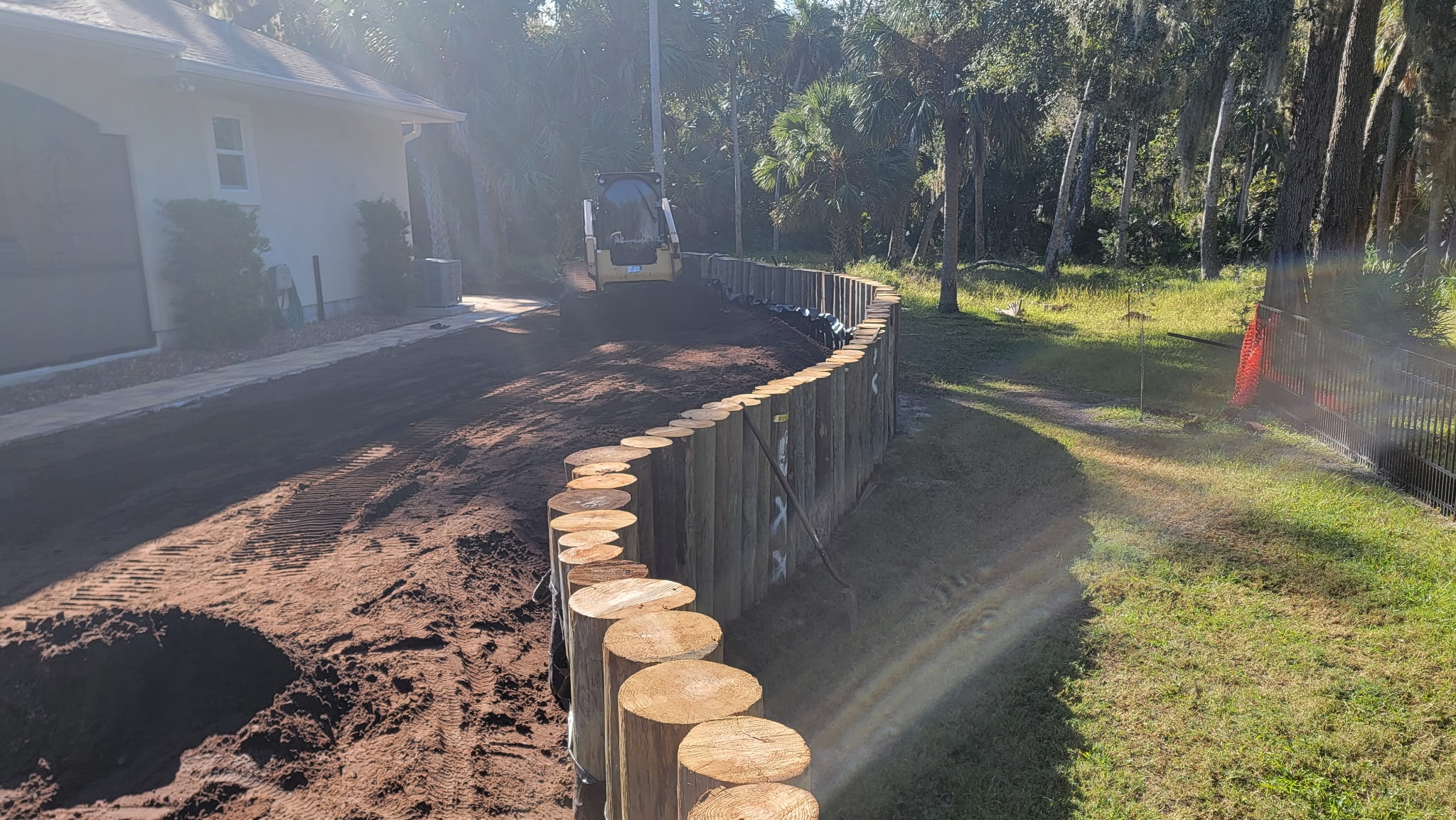 Regraded waterfront yard on a Flagler Beach canal-front property